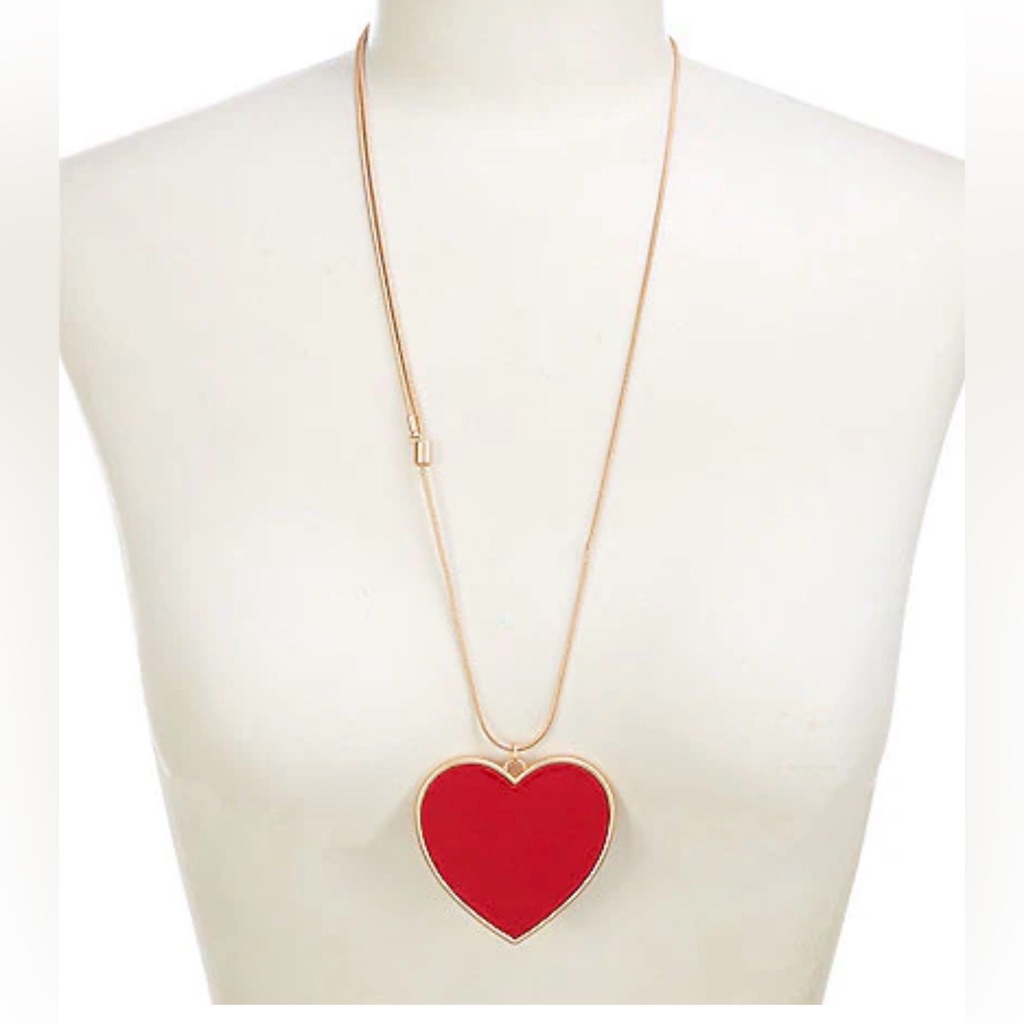 Red Heart Pendant Necklace Red Enamel And Gold ToneSouthern Living 16$